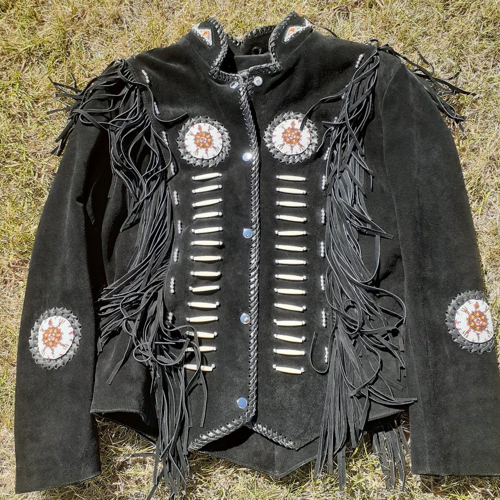 Vintage Black Suede Jacket Approx. Size M